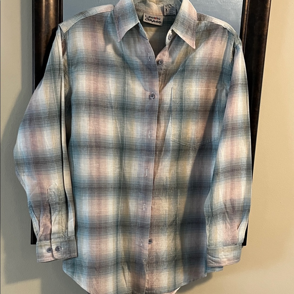 Men's Plaid Button-Down Shirt in Blue and Pink by [Brand]